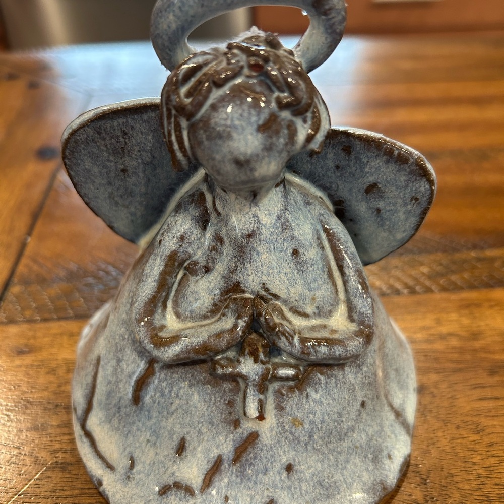 Studio Art Handcrafted Clay Pottery Angel with Halo